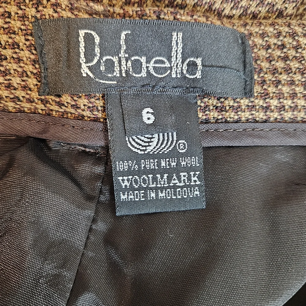 Vintage Rafaella Houndstooth Wool High Rise Pleated Trousers Pants Size 6 - Picture 11 of 13